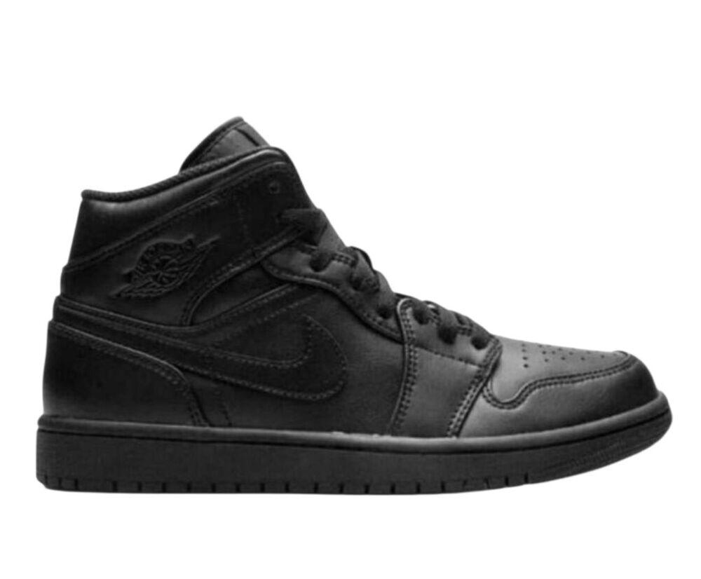 NIKE Air Jordan 1 Mid 'Triple Black' Sneakers Size 5.5Y